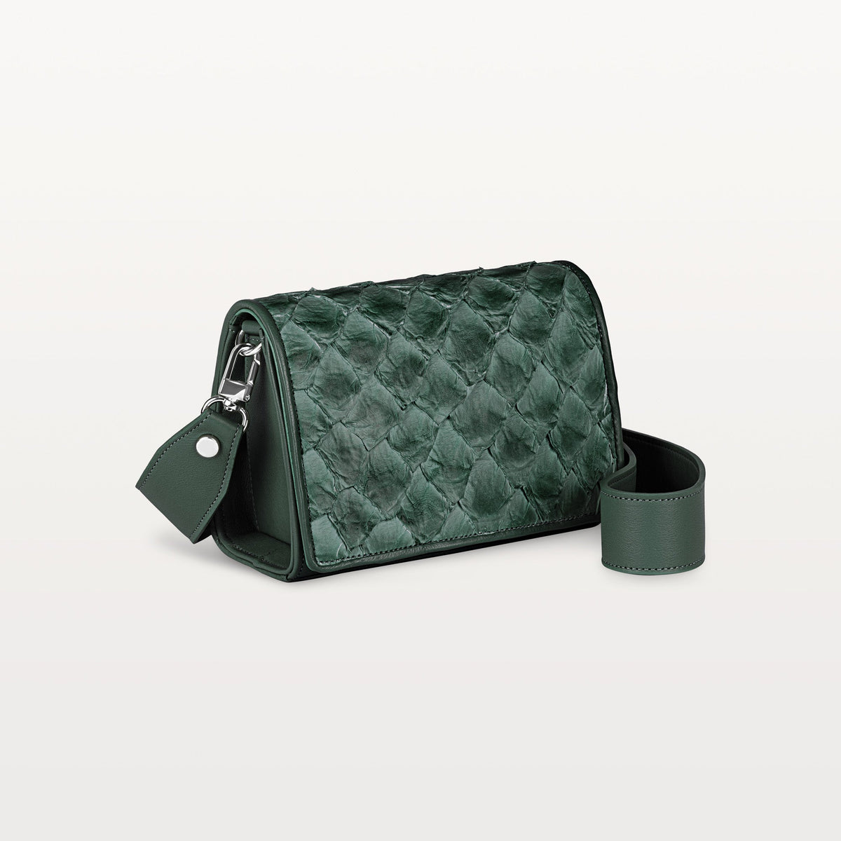 Piper & Skye verdant green, sustainable leather crossbody handbag made in usa
