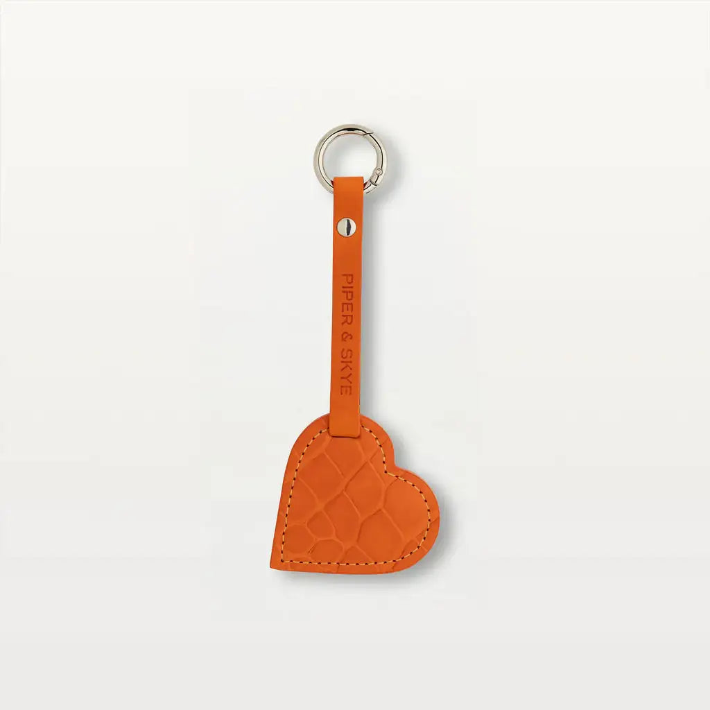 Heart Keychain in Clementine Orange Alligator