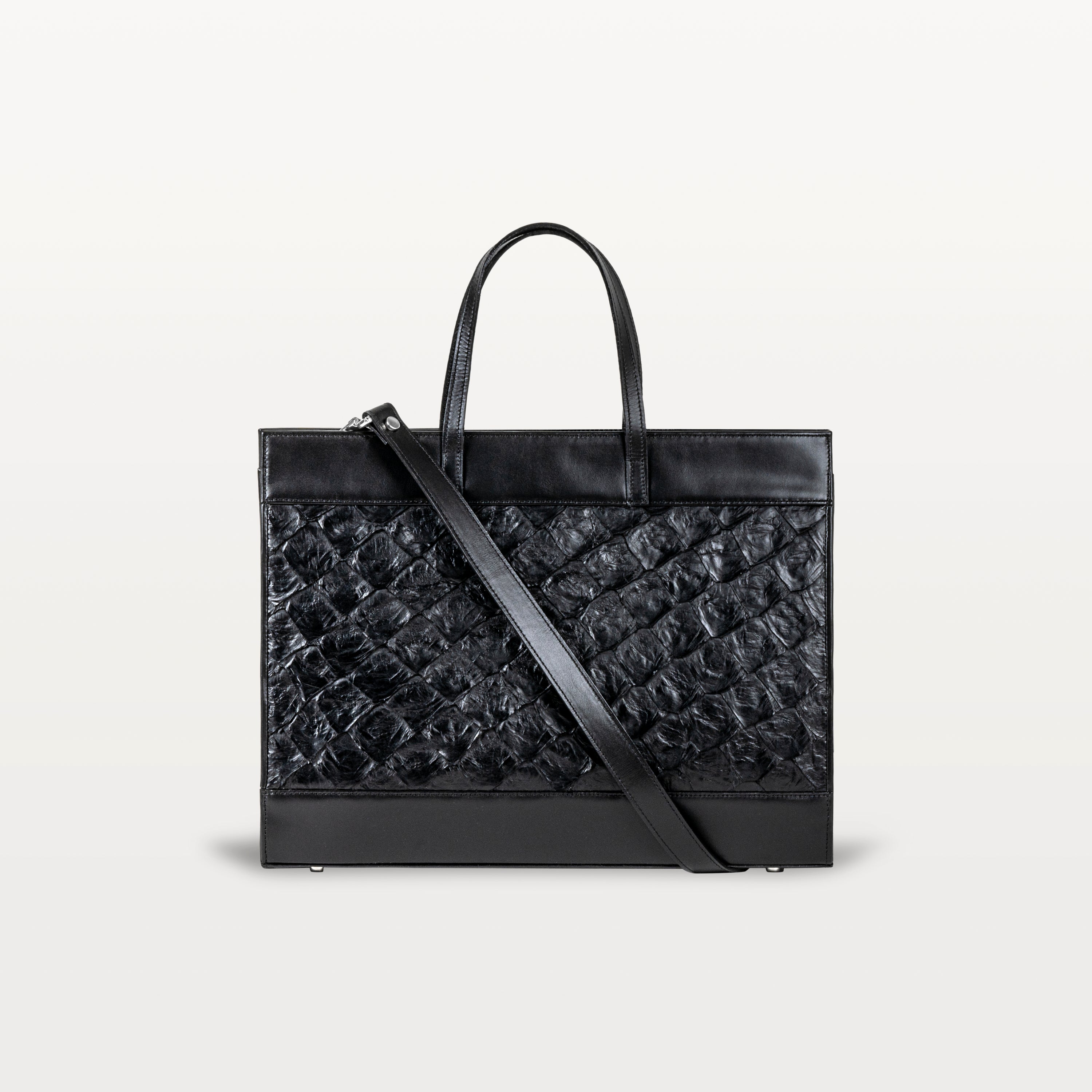Braemar Tote in Black Pirarucu