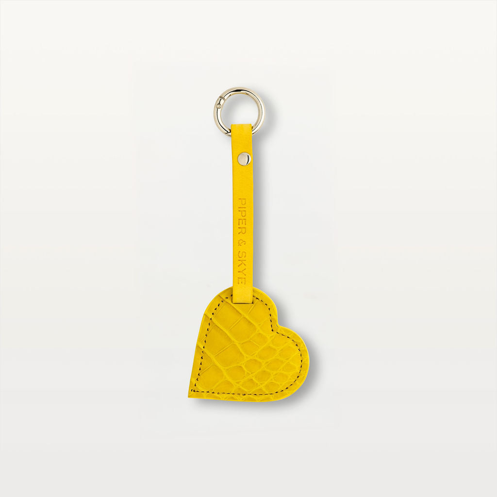 Canary yellow alligator heart keychain