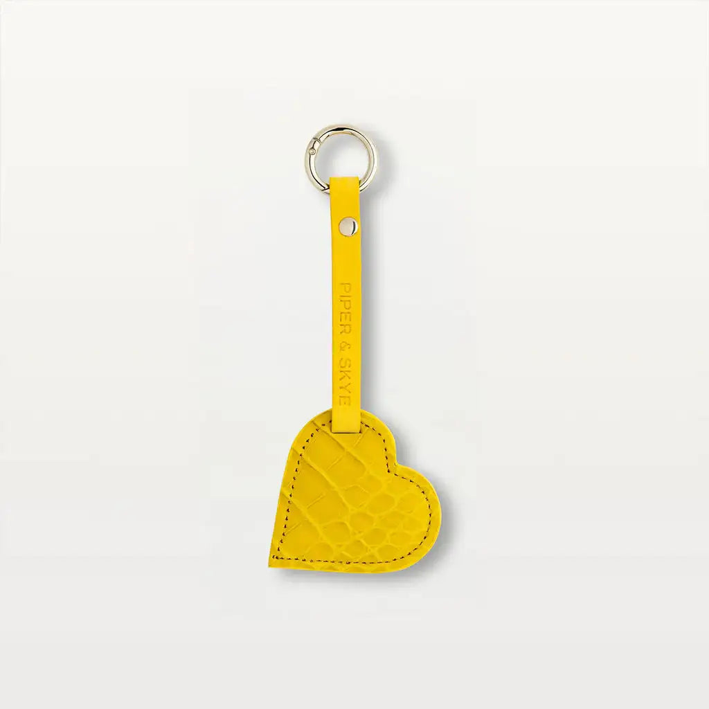 Canary yellow alligator heart keychain