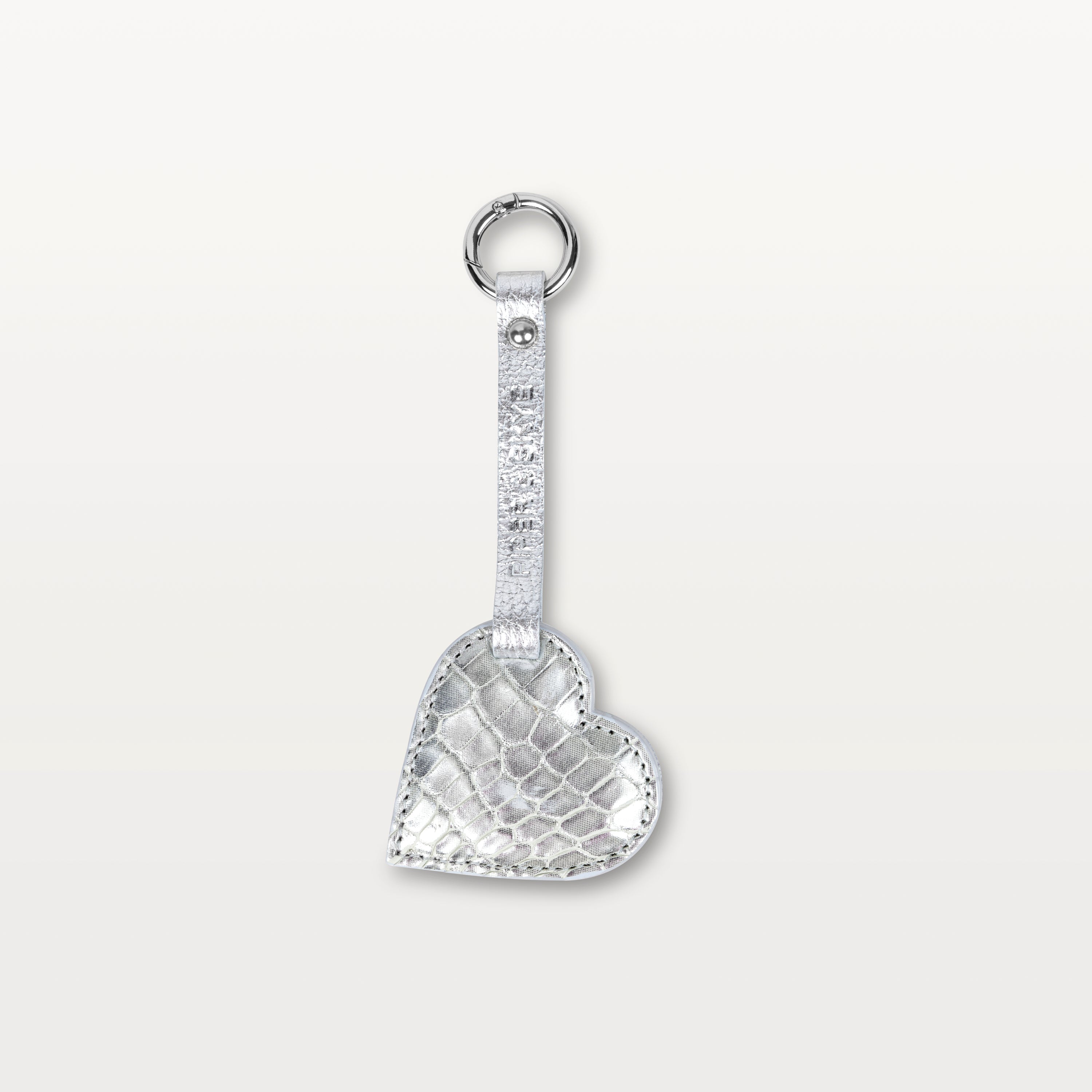 Heart Keychain in Silver Alligator