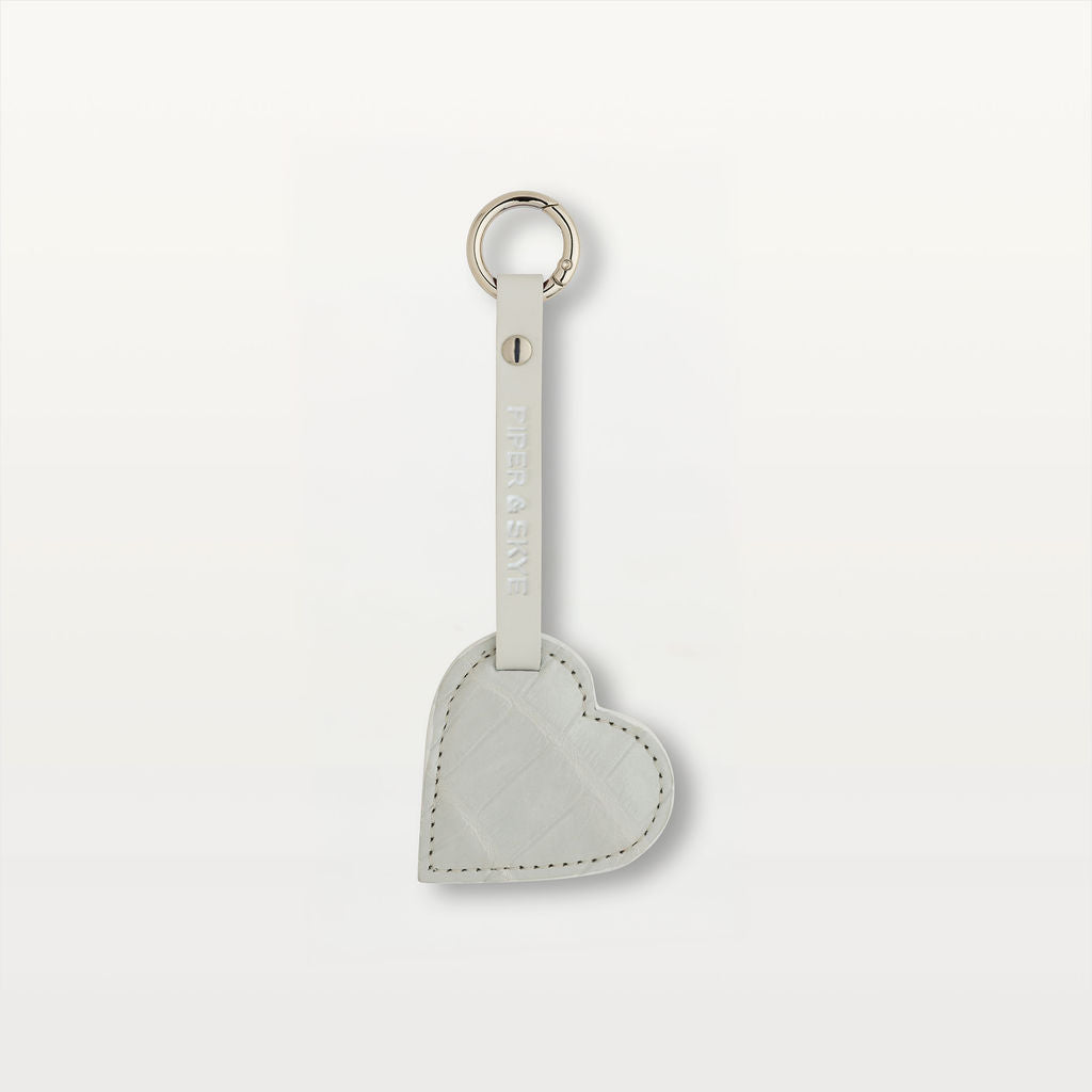 Moonstone white alligator heart keychain