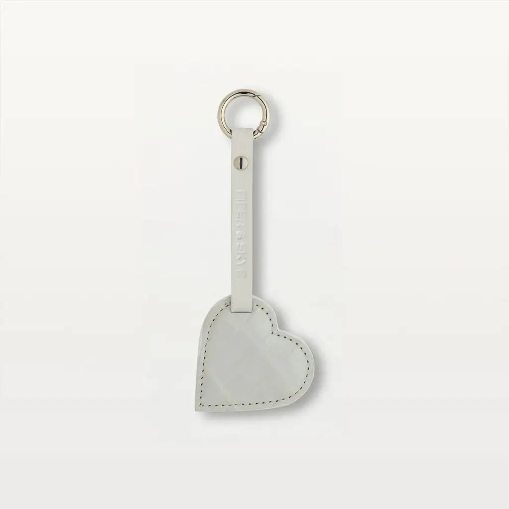 Moonstone white alligator heart keychain