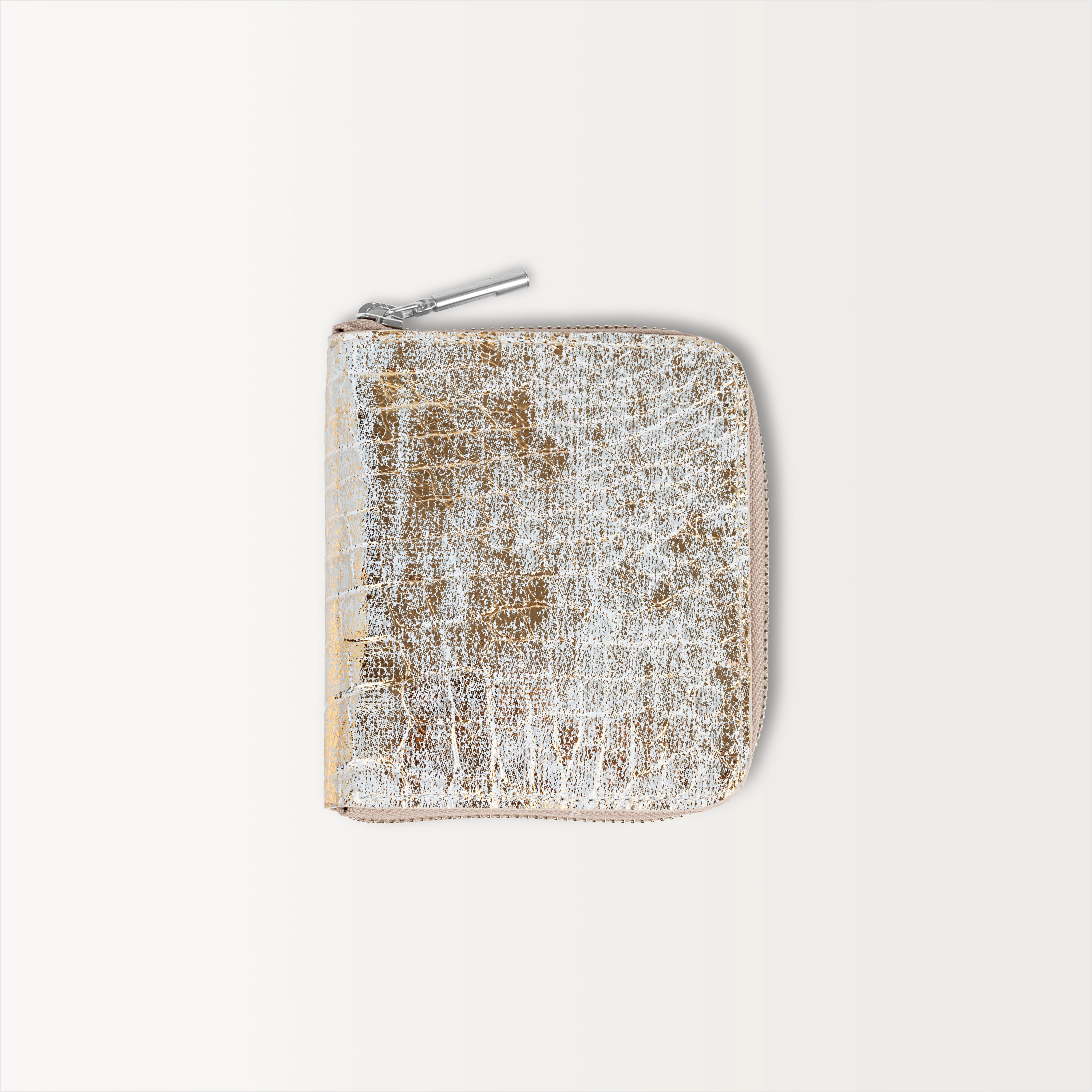 The Shore Zip Wallet in Gold Alligator