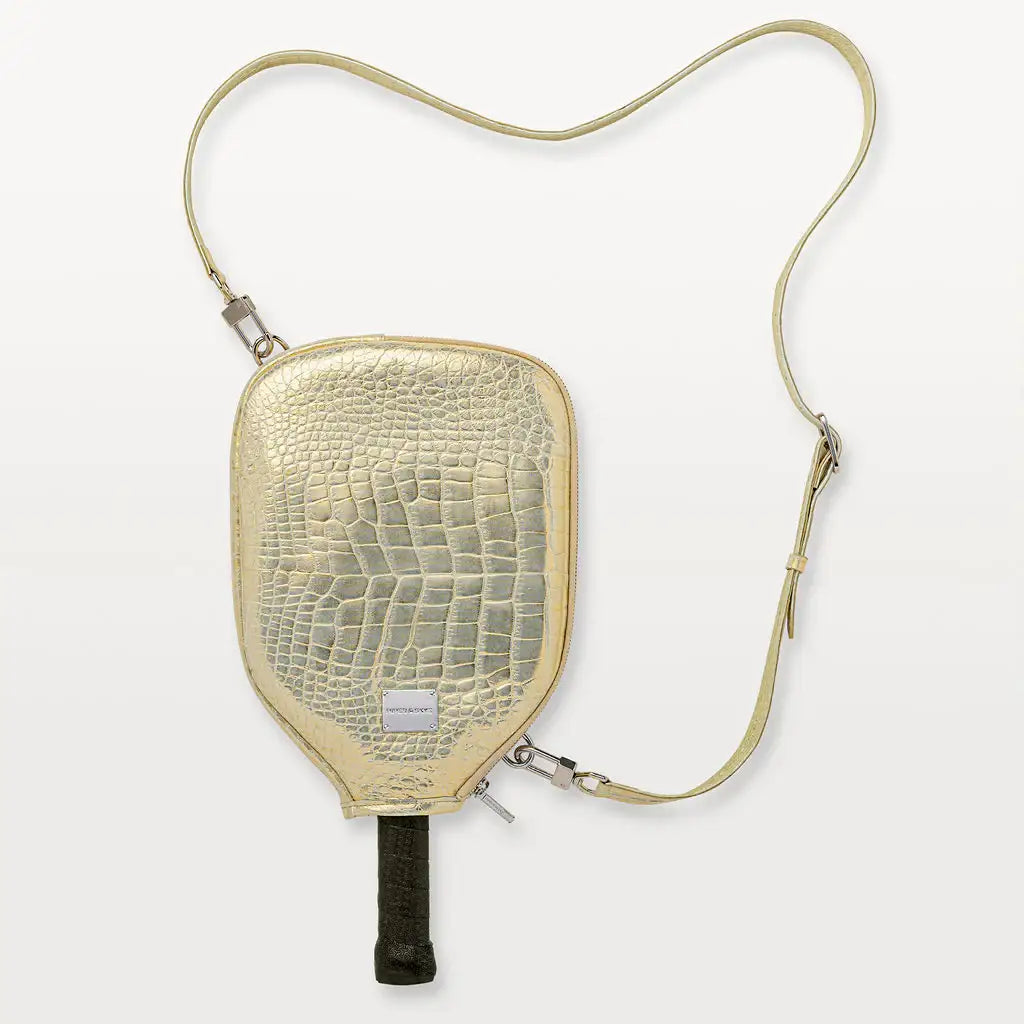 Victory Luxe Pickleball Paddle Cover in Gold Alligator