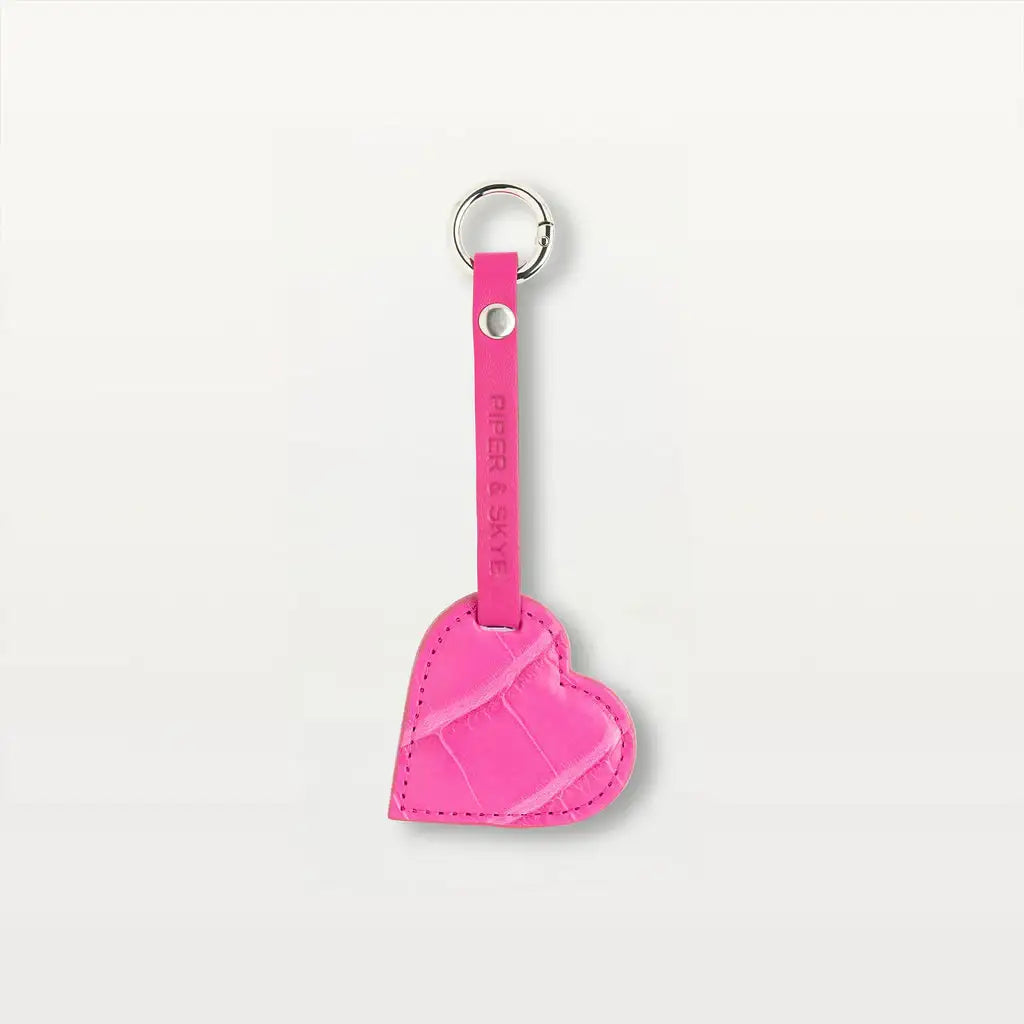 azalea pink alligator heart keychain