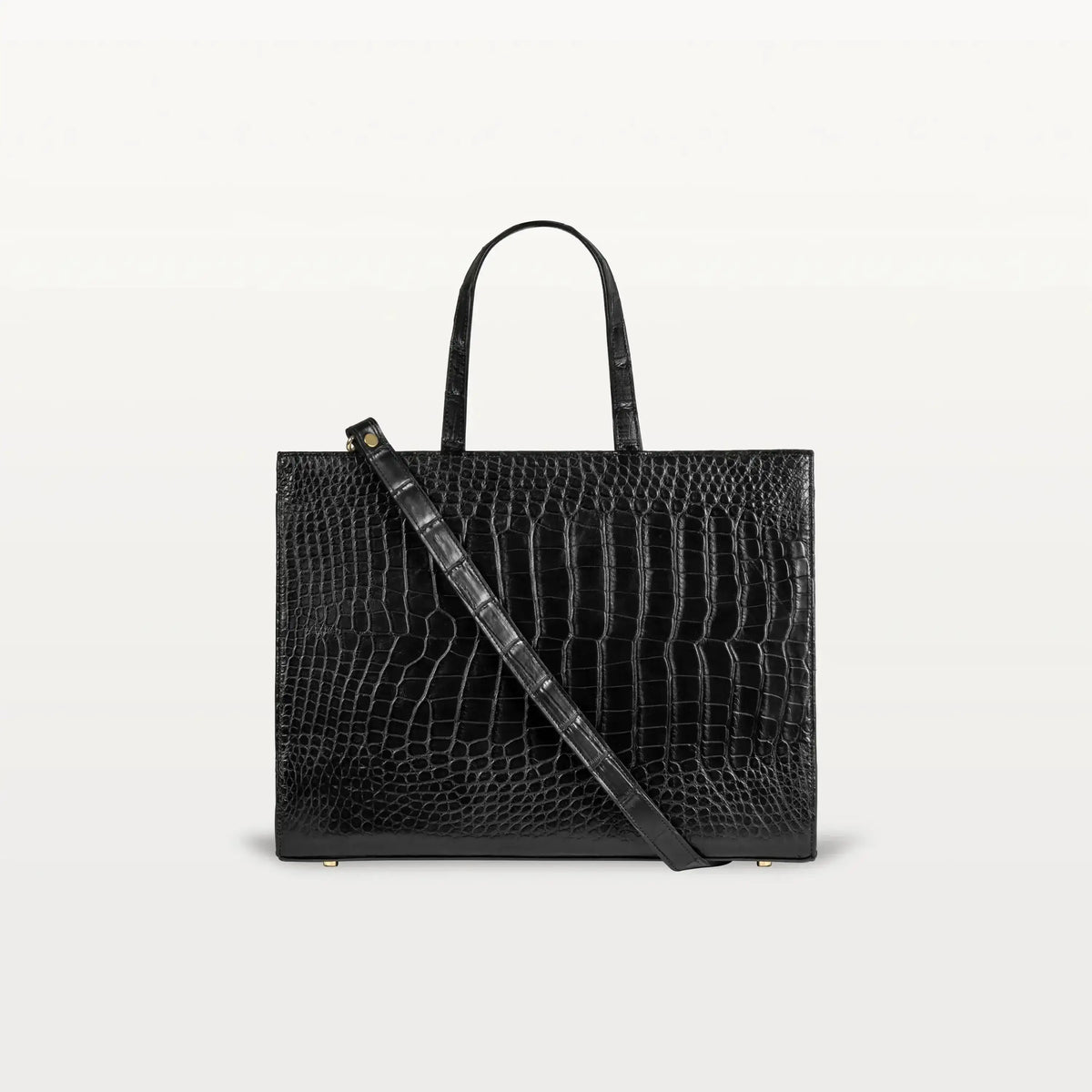 sustainable luxury black leather tote for the office to carry your device