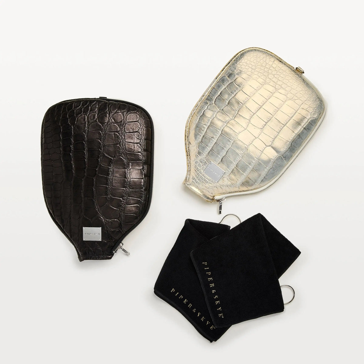 luxury leather pickleball paddle covers from piper & skye, made in the usa
