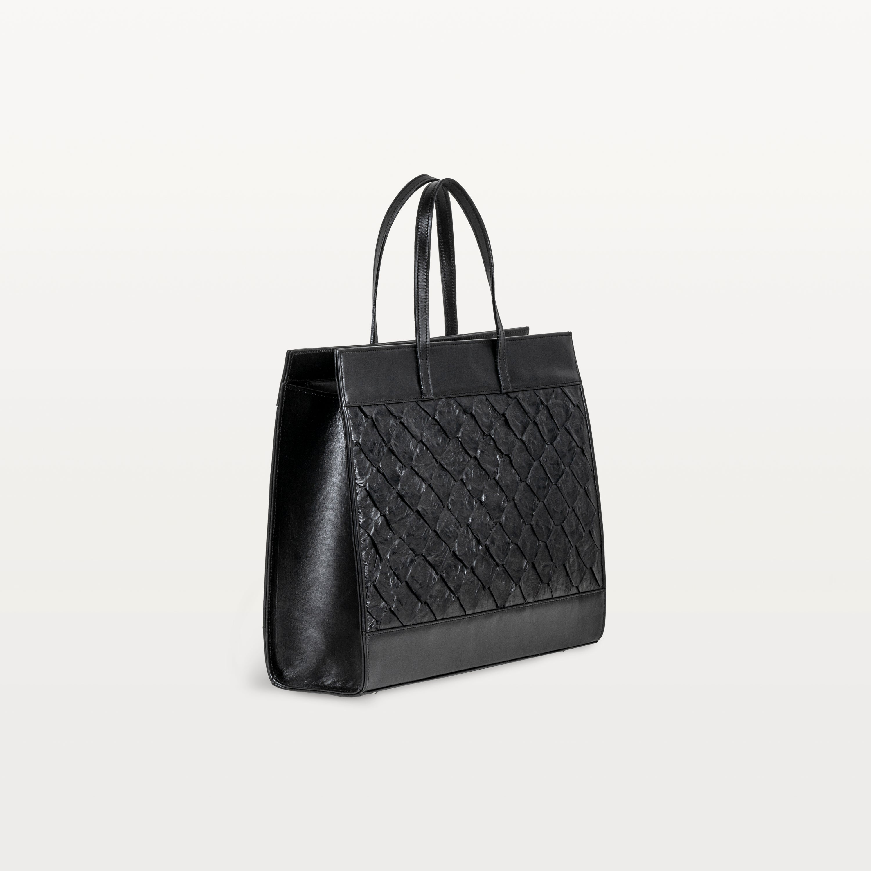Braemar Tote in Black Pirarucu