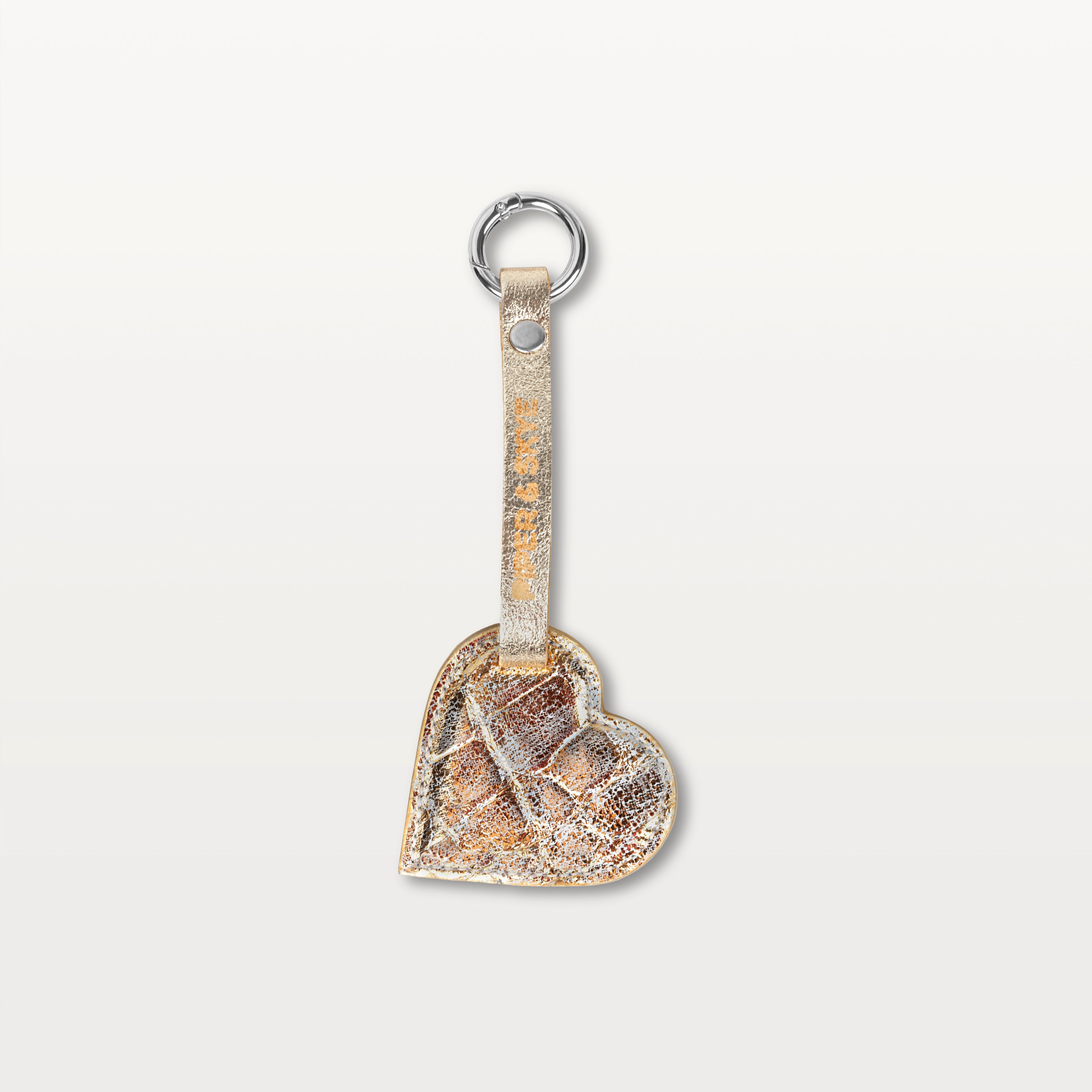 Heart Keychain in Gold Alligator