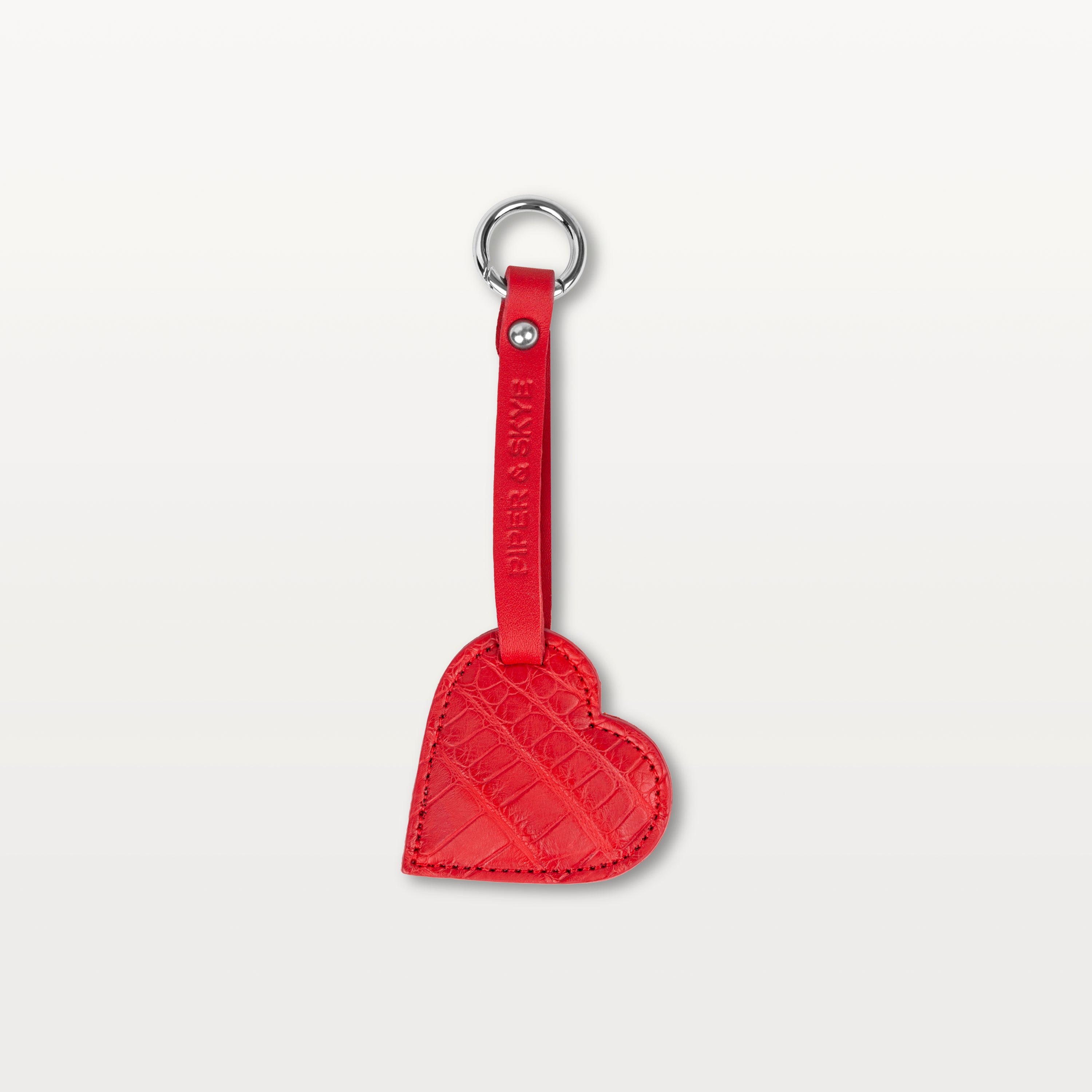Heart Keychain in Red Alligator
