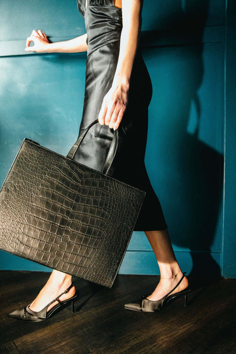 Braemar Tote - Black - Alligator