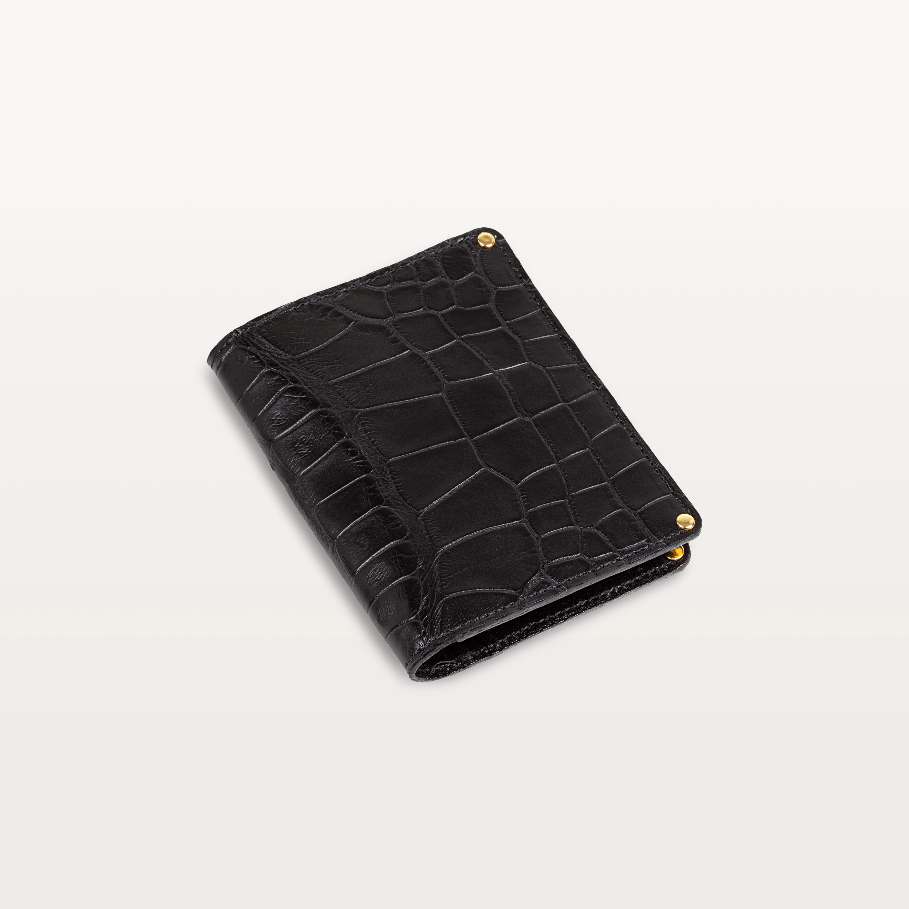 Prince Passport Holder in Midnight Black Alligator