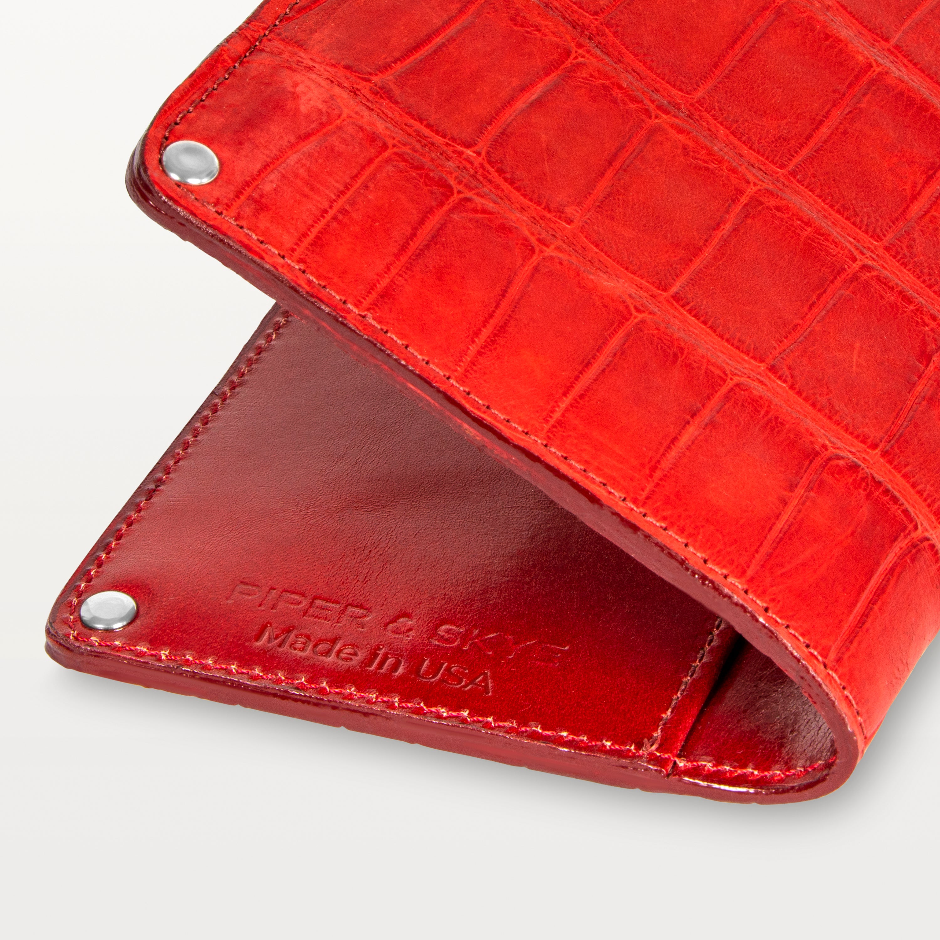 Passport Holder in Red Alligator