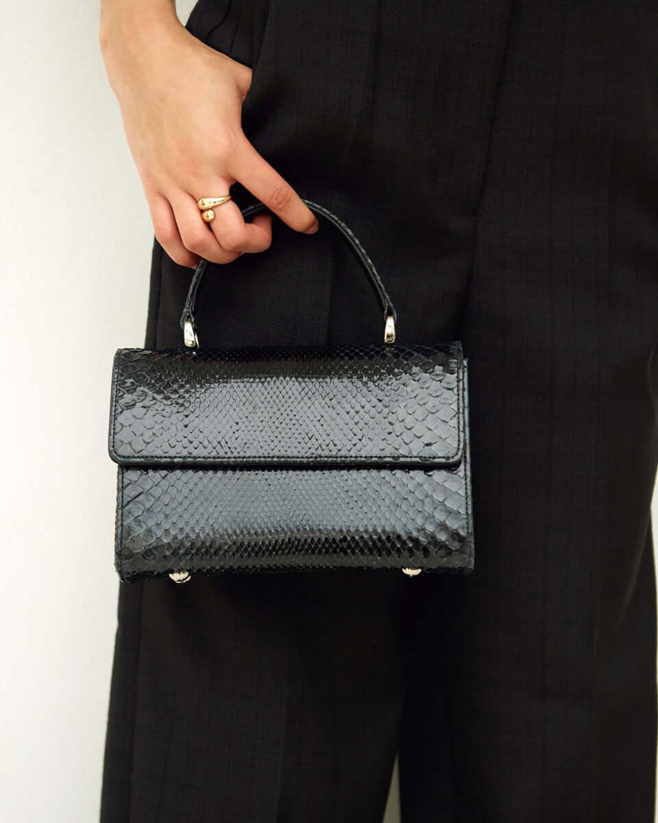 Soho Black Python - Timeless Top-Handle Elegance | Piper