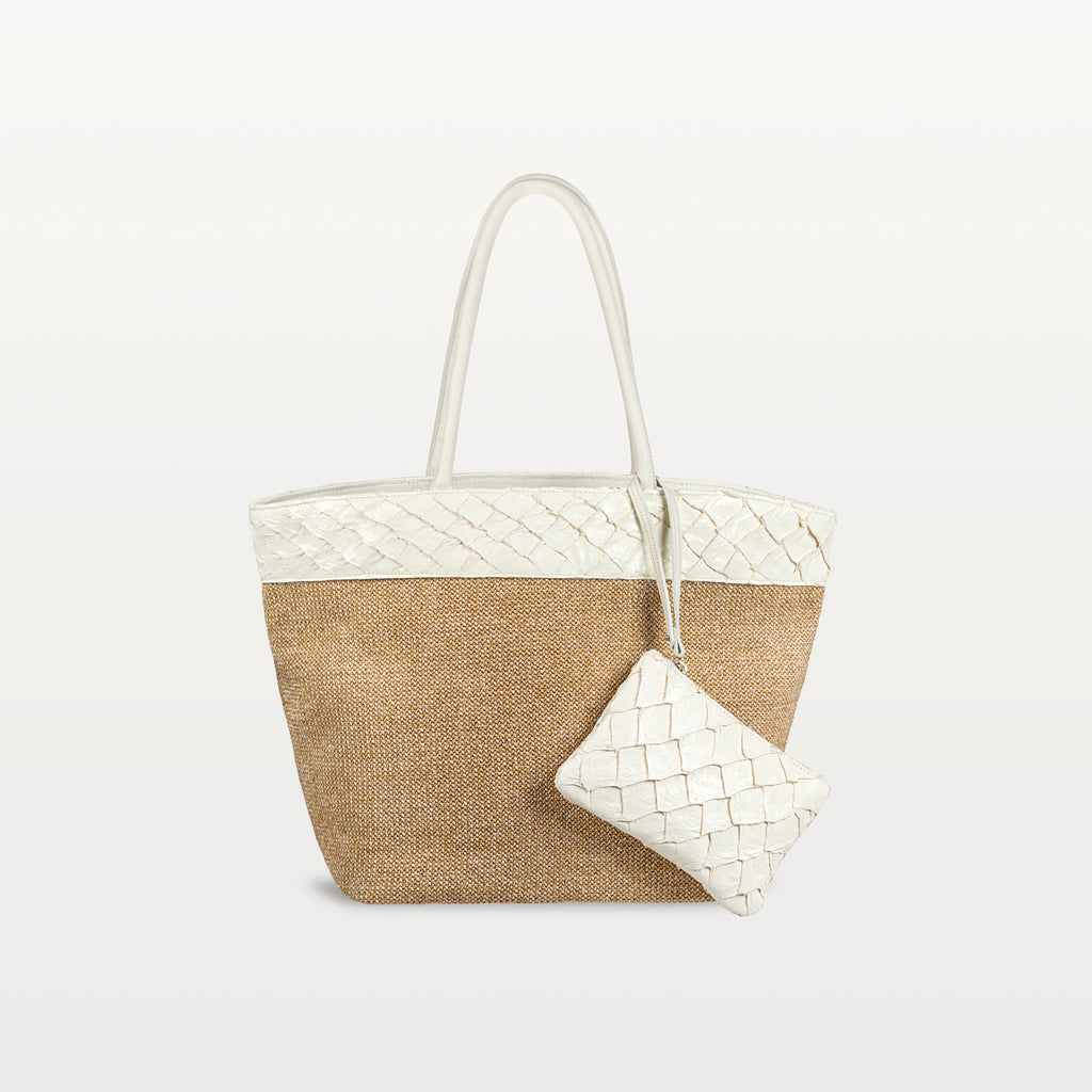 Rio Beach Bag in Clay White Pirarucu