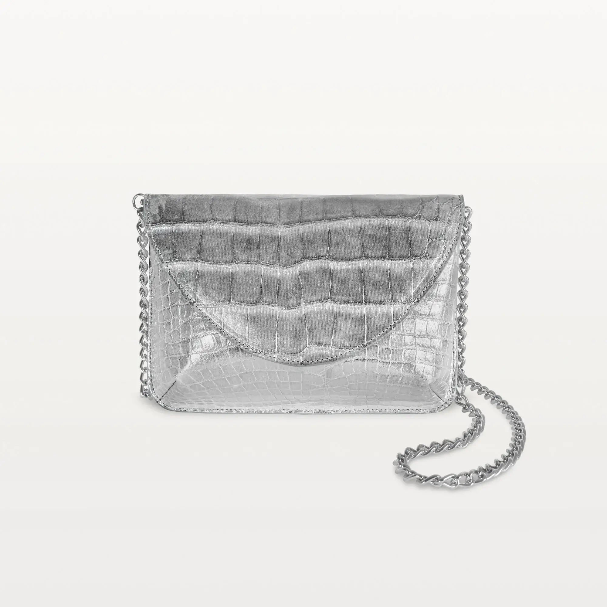 Serafina Crossbody in Silver Alligator