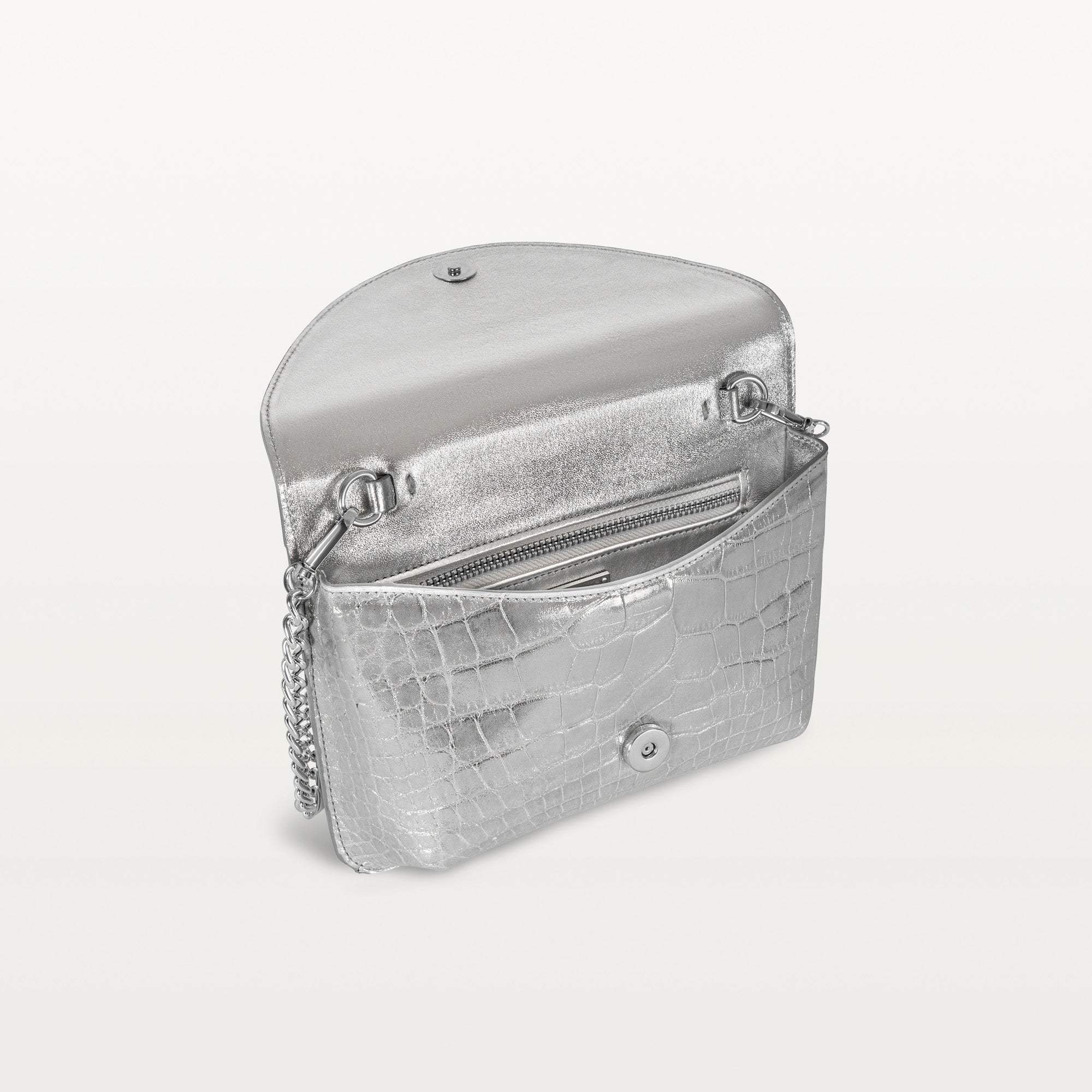 Serafina Crossbody in Silver Alligator