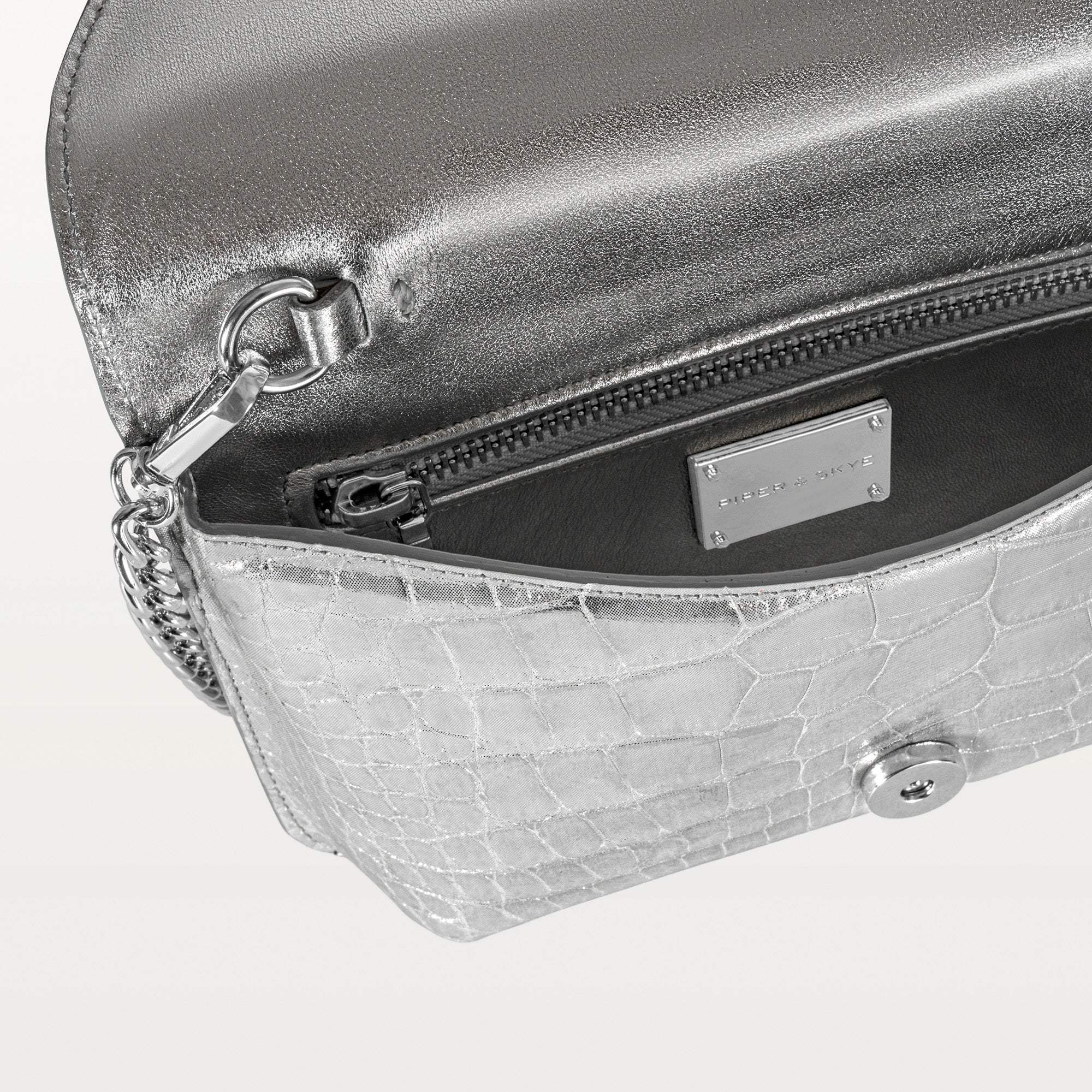 Serafina Crossbody in Silver Alligator