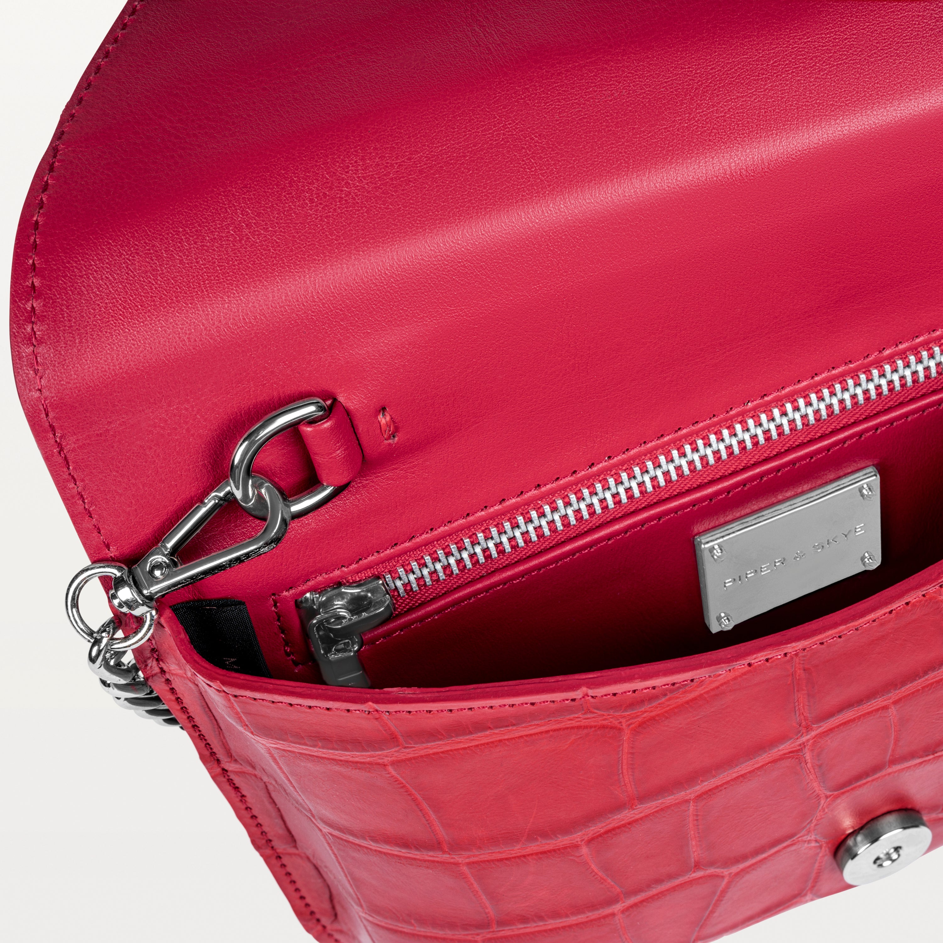 Serafina Crossbody in Red Alligator