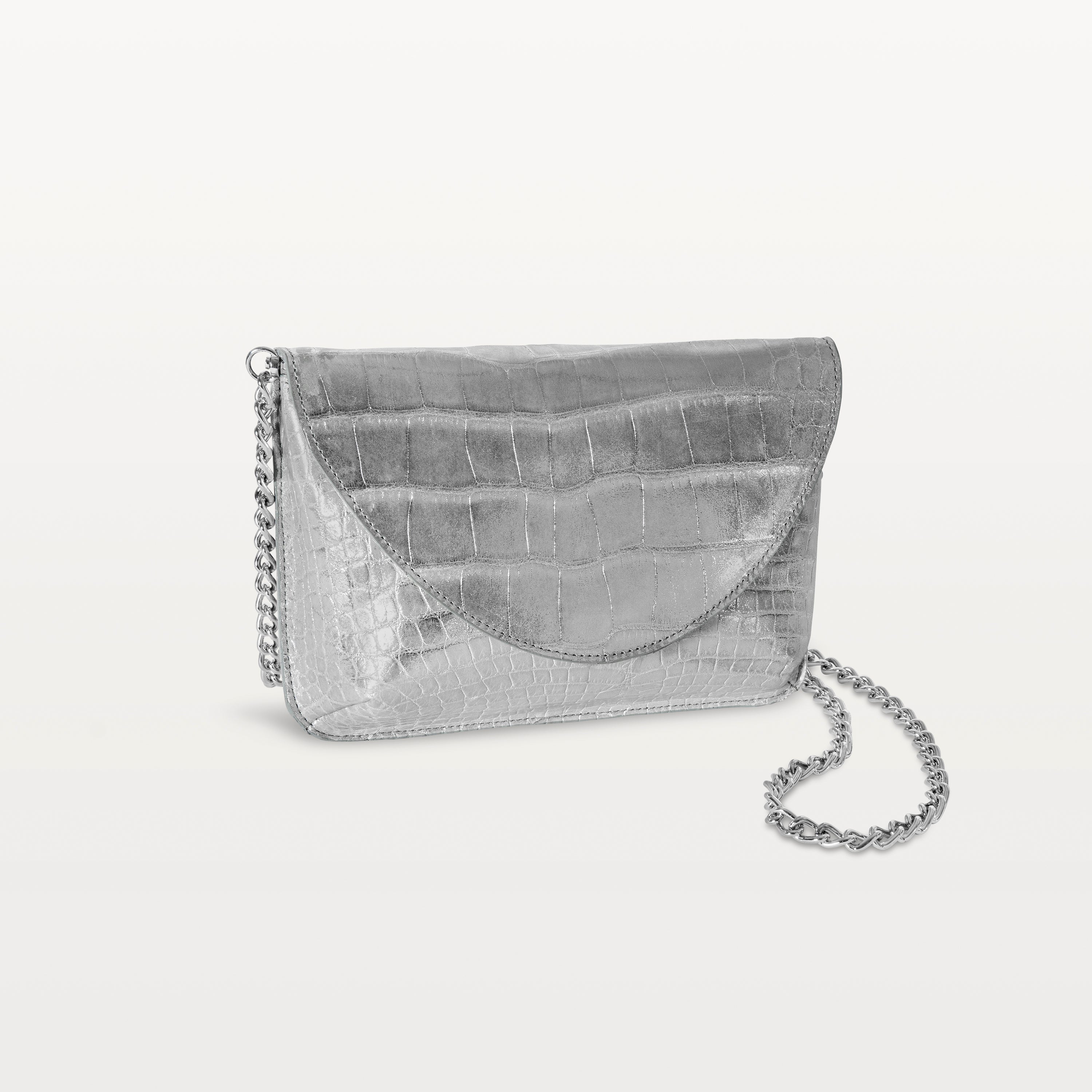 Seraphina Crossbody in Silver Alligator