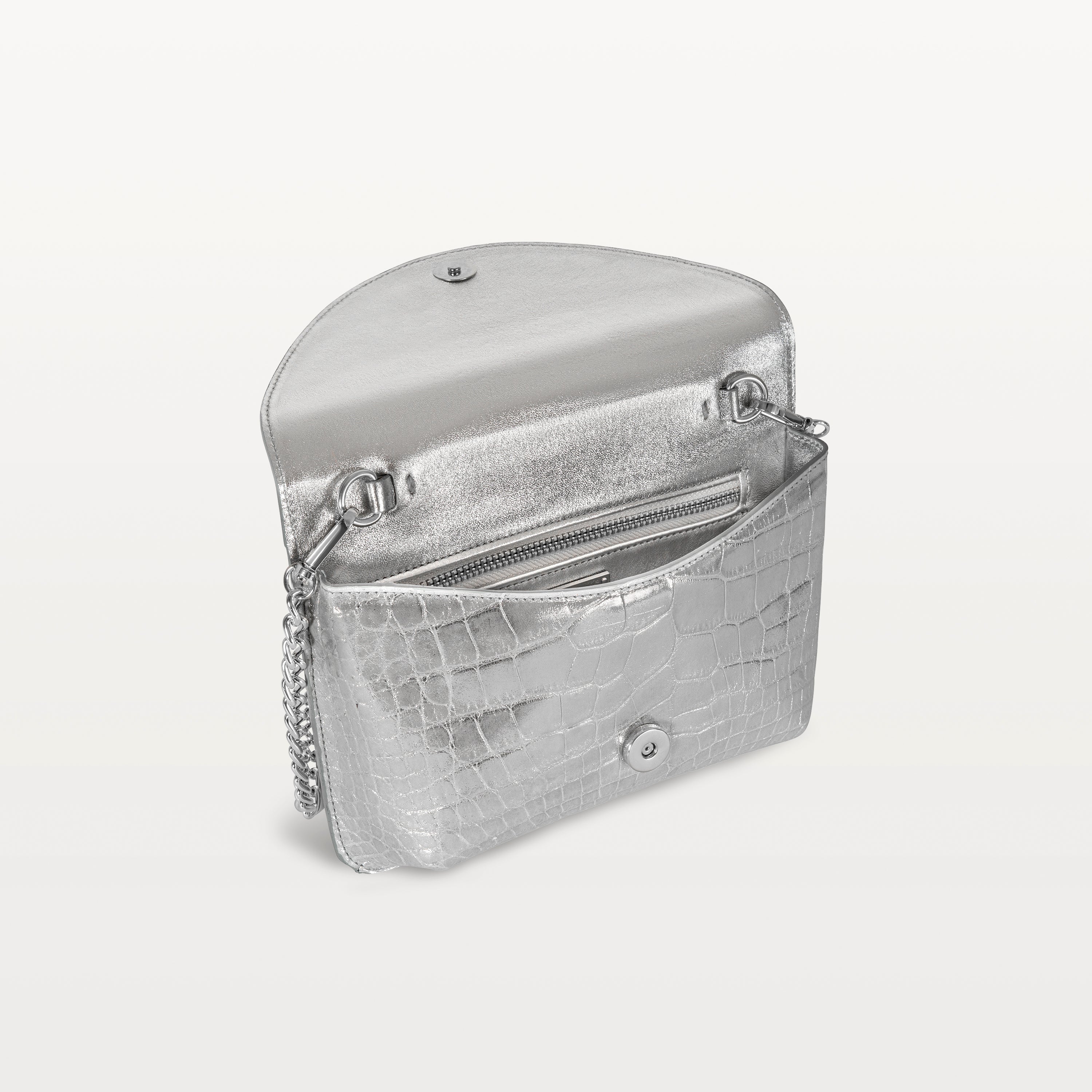 Serafina Crossbody in Silver Alligator