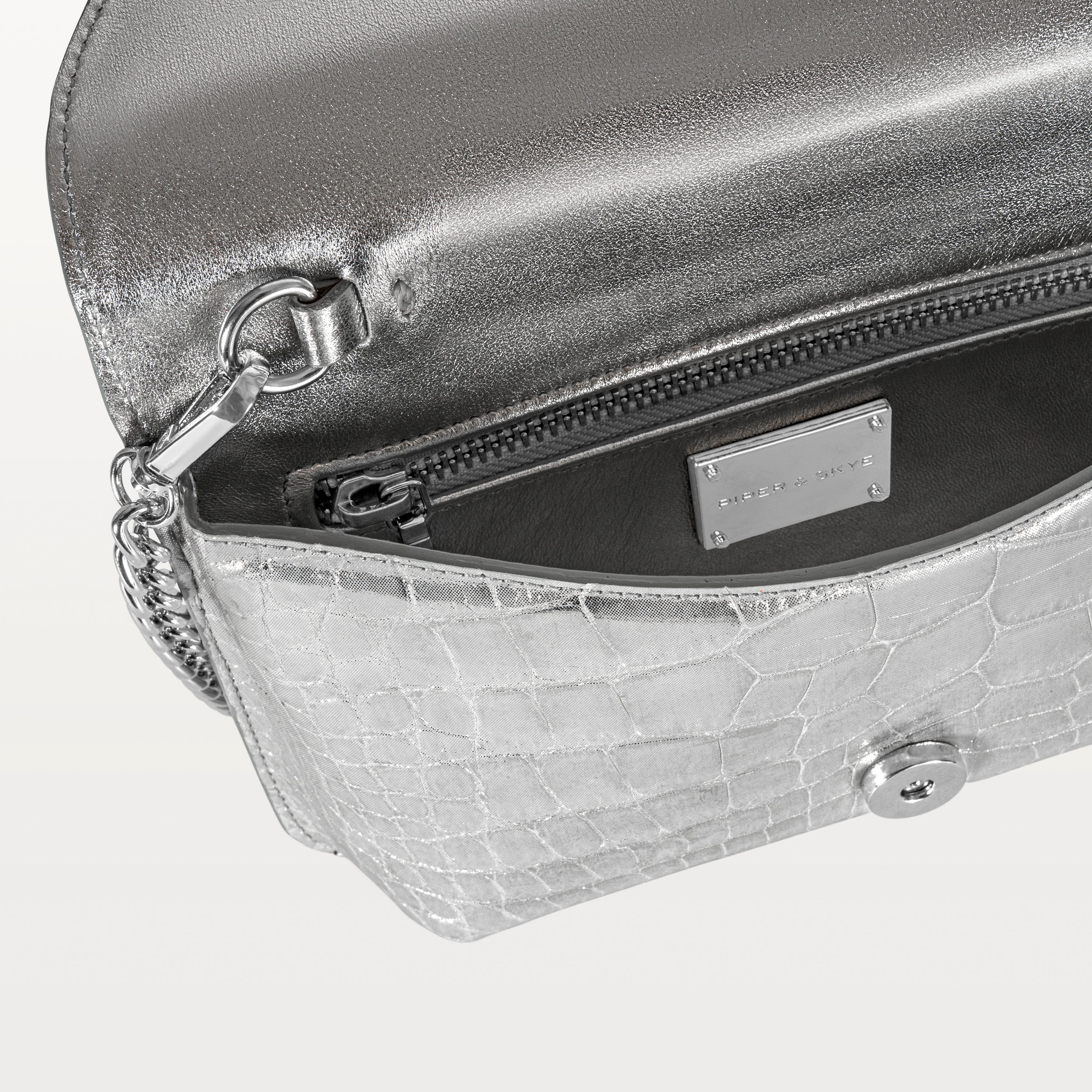 Serafina Crossbody in Silver Alligator