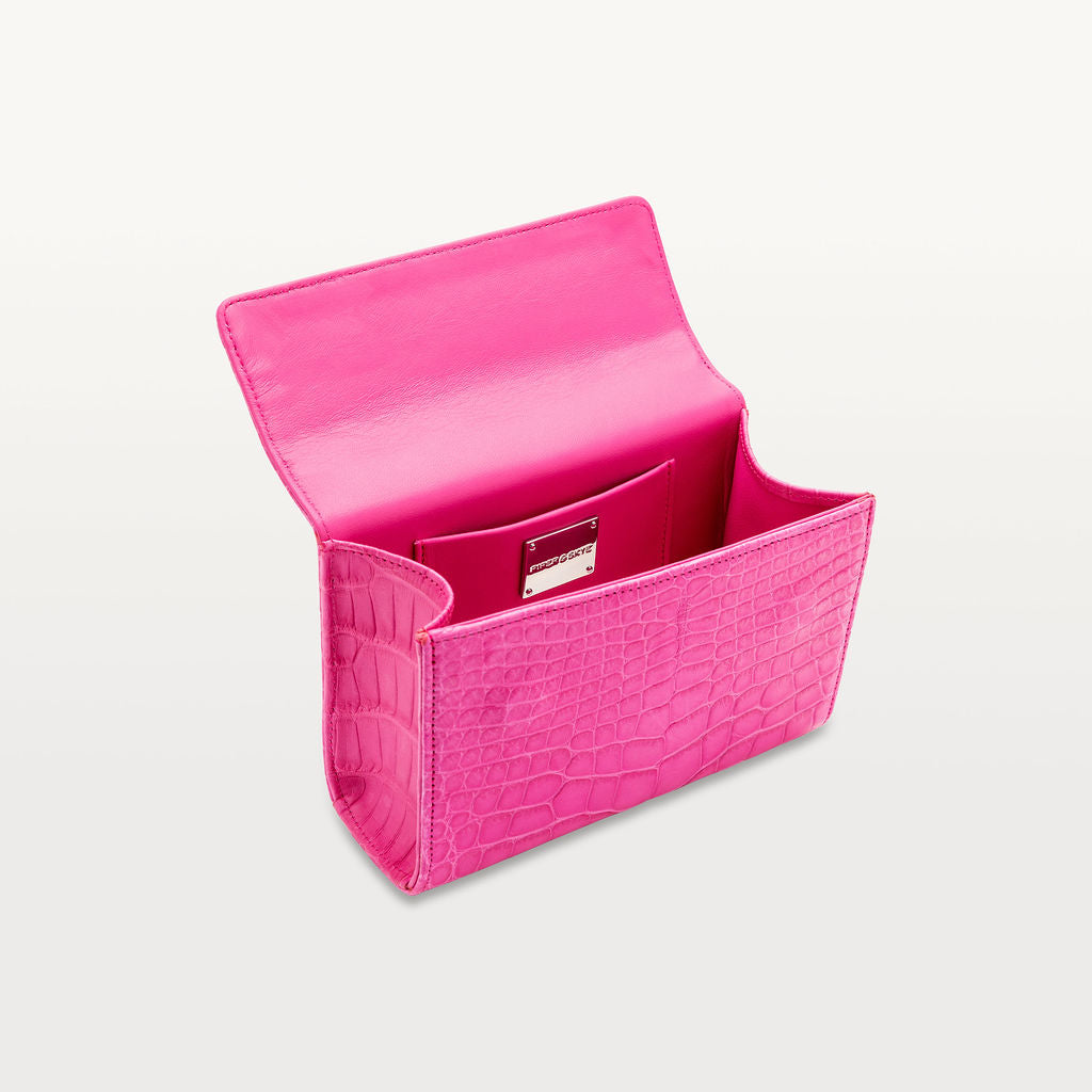 Interior view of Piper & Skye's Azalea Pink Soho top handle.
