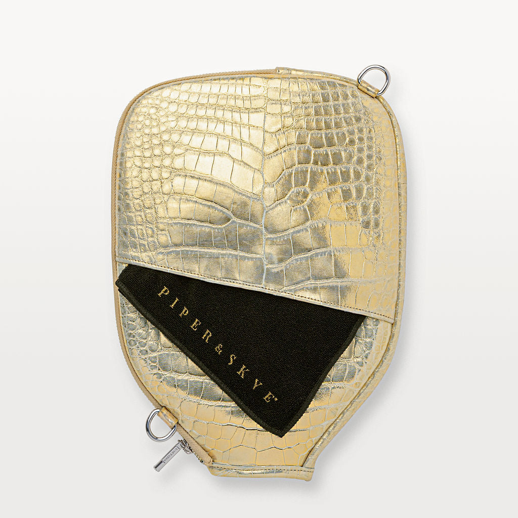 Victory Luxe Pickleball Paddle Cover in Gold Alligator