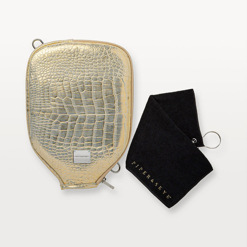 Victory Luxe Pickleball Paddle Cover in Gold Alligator