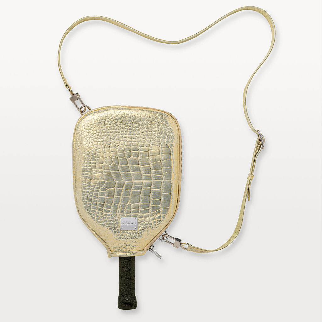 Victory Luxe Pickleball Paddle Cover in Gold Alligator