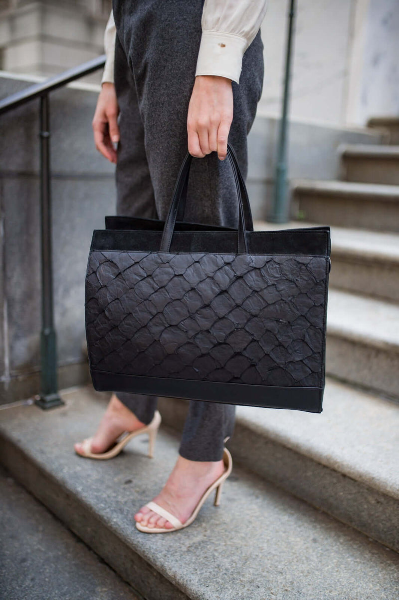 Braemar Tote - Black Pirarucu